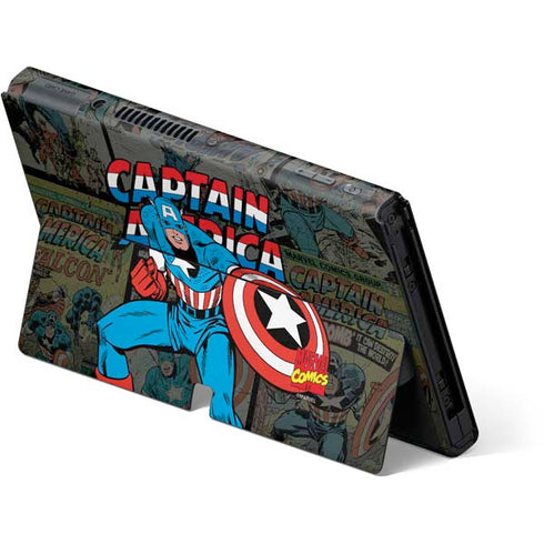 Marvel Classic Comics Captain America Vintage Nintendo Switch OLED (2021) Skin